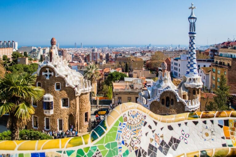 Park Guell seem from an inside building
