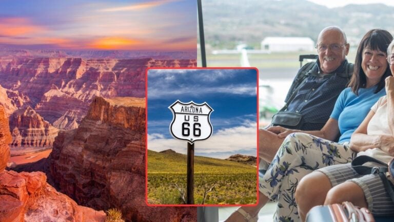 Three retirees sitting at an airport n Arizona waiting for a vehicle to convey them to their homes.