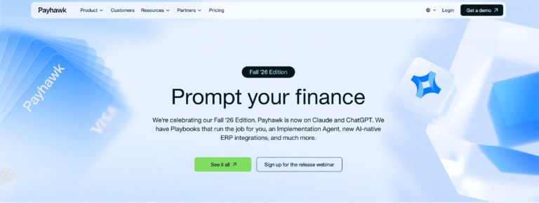 Payhawk’s website homepage