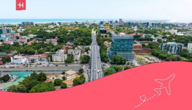 aerial view of Accra city, Ghana - cost of living in Ghana