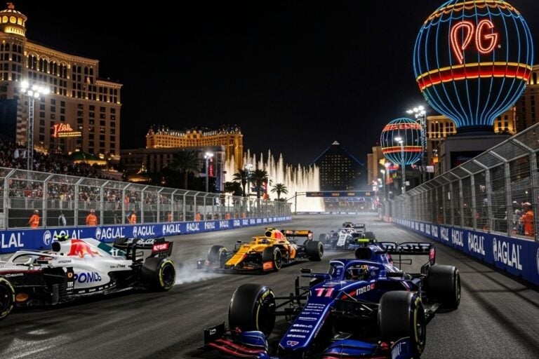 F1 cars racing in Las vegas