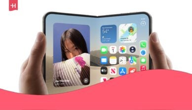 Someone holding Apple iPhone Duo with two hands