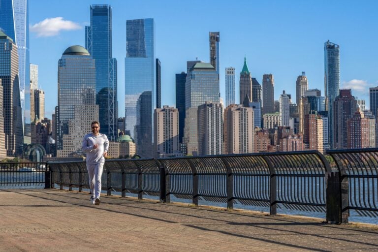 Morning sport workout runner running in NY.