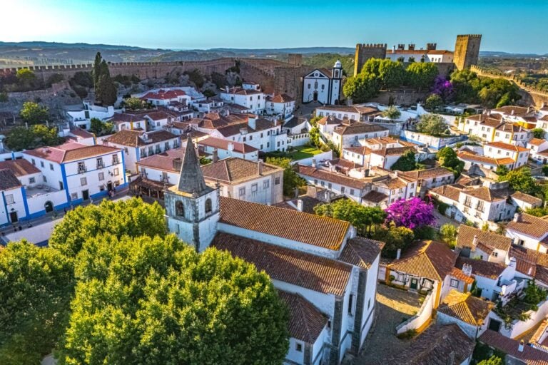 obidos aerival view seen from above during a sunny day