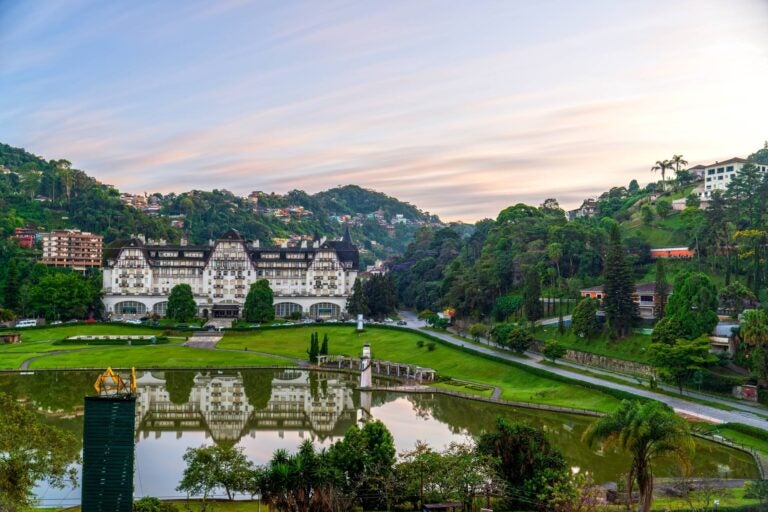 petropolis landscape, with traditional buildings on the background