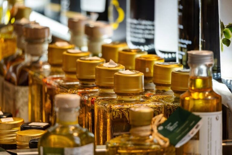 different olive oils bottles in a store