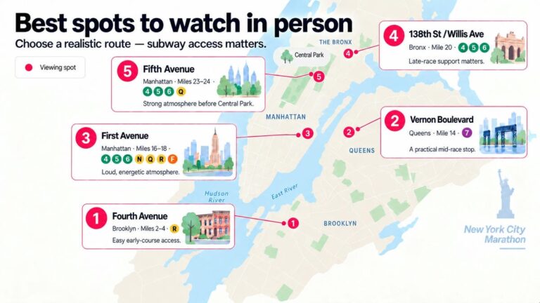 Best spots to watch New York City marathon in person.