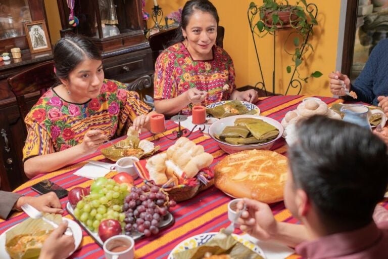 shares a large meal during christmas