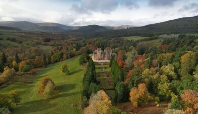 An arial image of Ardross Castle, the set for The Traitors and Celebrity Traitors