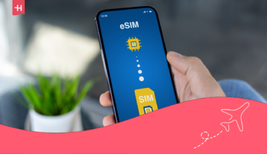 Smartphone displaying eSIM and physical SIM icons