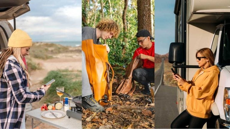 Campers cooking and packing at the best camping spots in California.