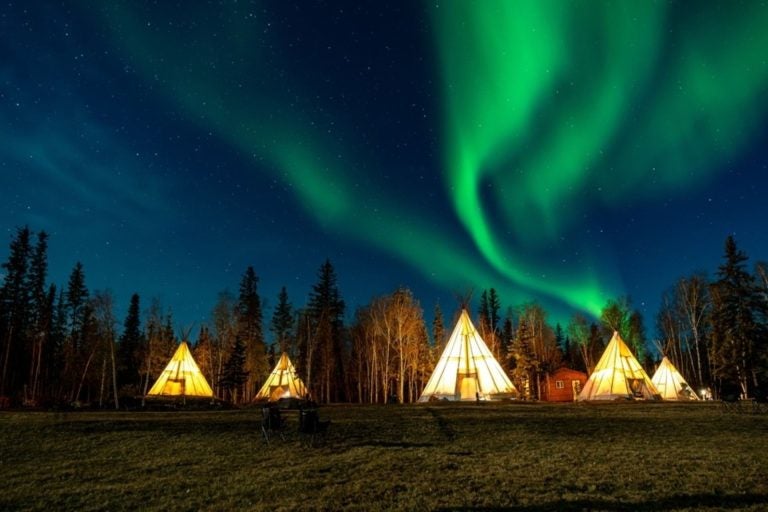 The breathtaking aurora borealis dances across the night sky.