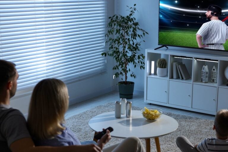 Watching MLB series at home.