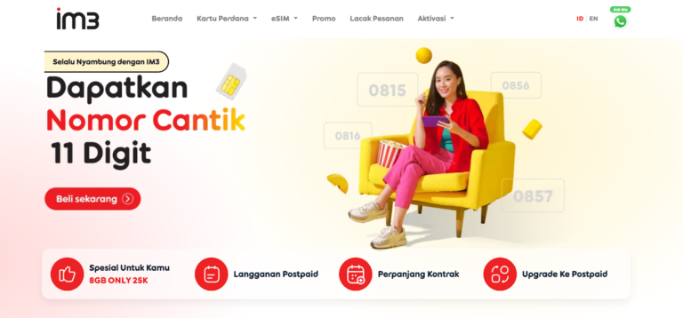 zrzut ekranu ze strony IM3 Indosat