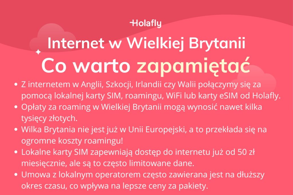 Infografika z podsumowaniem artykułu o internecie w Wielkiej Brytanii