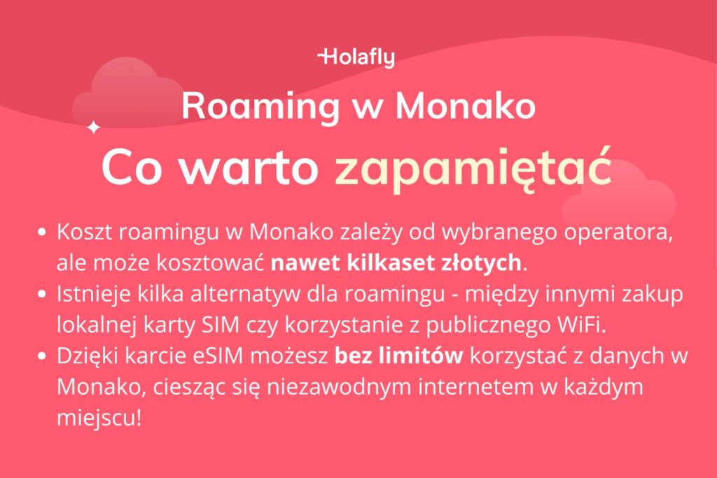 Infografika z podsumowaniem artykułu na temat roamingu w Monako