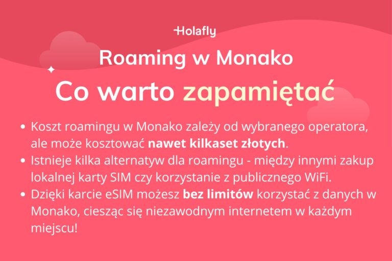 Infografika z podsumowaniem artykułu na temat roamingu w Monako