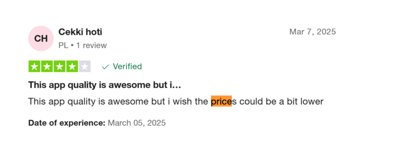 Zrzut ekranu ze strony Tripadvisor na temat Yesim opinie