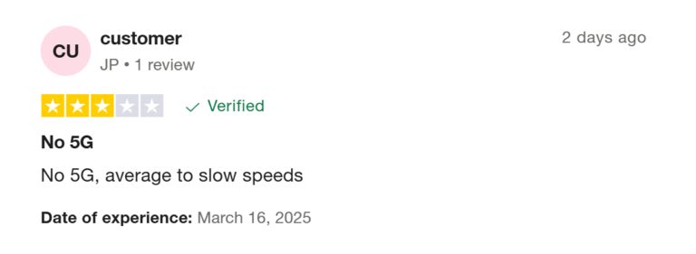 Zrzut ekranu ze strony Tripadvisor z recenzją Ubigi eSIM.