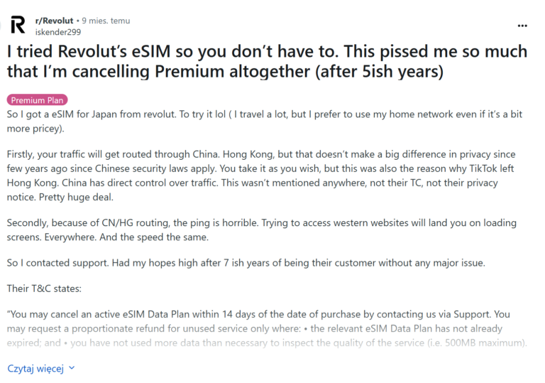 Zrzut ekranu Reddit.