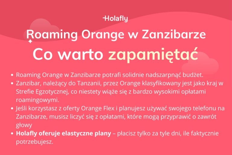 Infografika z podsumowaniem artykułu na temat: zanzibar koszt połączenia orange