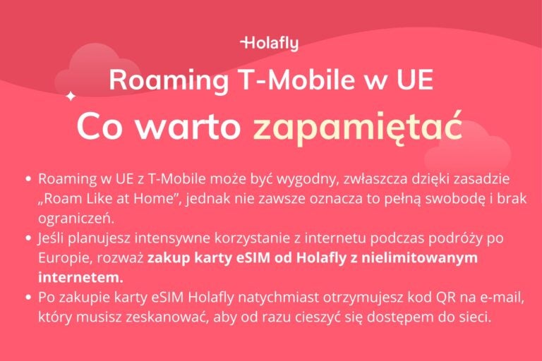 Infografika z podsumowaniem artykułu na temat: T-Mobile roaming w UE