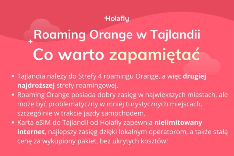Infografika z podsumowaniem artykułu na temat: orange roaming tajlandia