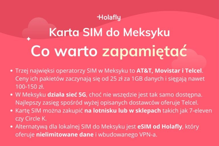 Infografika z podsumowaniem artykułu na temat: karta SIM Meksyk.