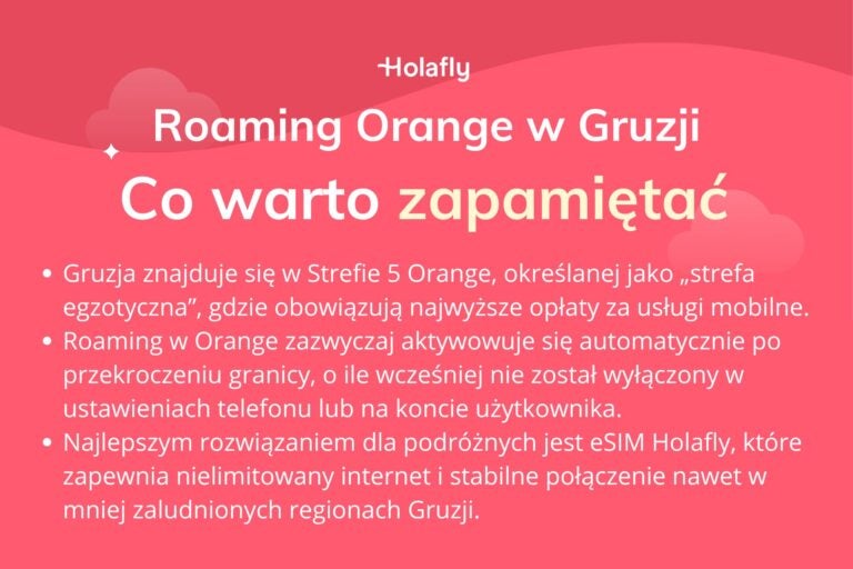 Infografika z podsumowaniem artykułu na temat: Orange roaming Gruzja