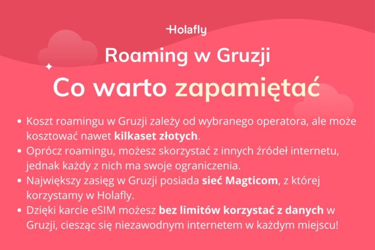Infografika z podsumowaniem artykułu na temat: Gruzja roaming