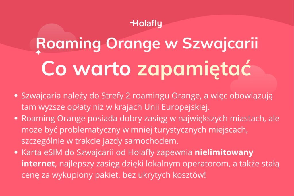Infografika z podsumowaniem artykułu na temat: Orange Roaming Szwacjaria
