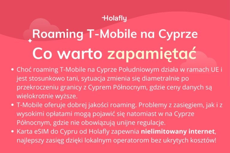 Infografika z podsumowaniem artykułu na temat: Cypr roaming T-Mobile.