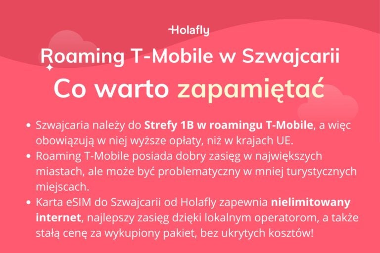 Infografika z podsumowaniem artykułu na temat: roaming szwajcaria t-mobile
