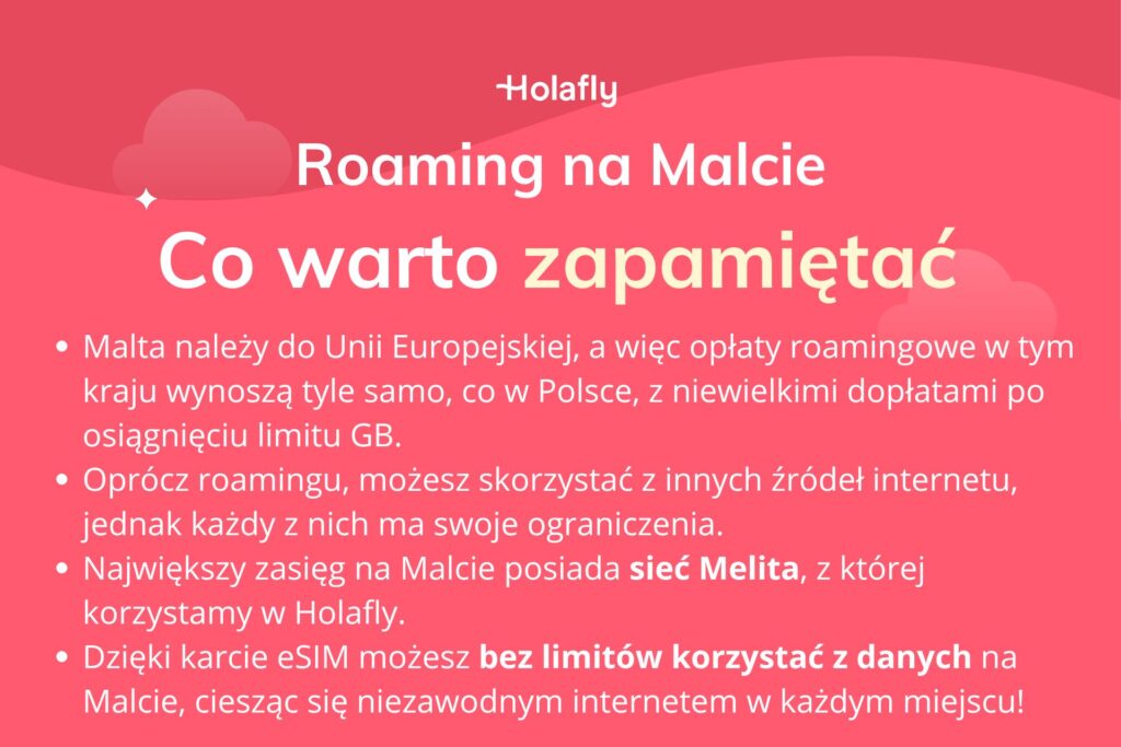 Infografika z podsumowaniem artykułu na temat: malta roaming