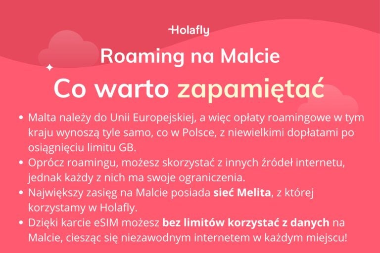 Infografika z podsumowaniem artykułu na temat: malta roaming