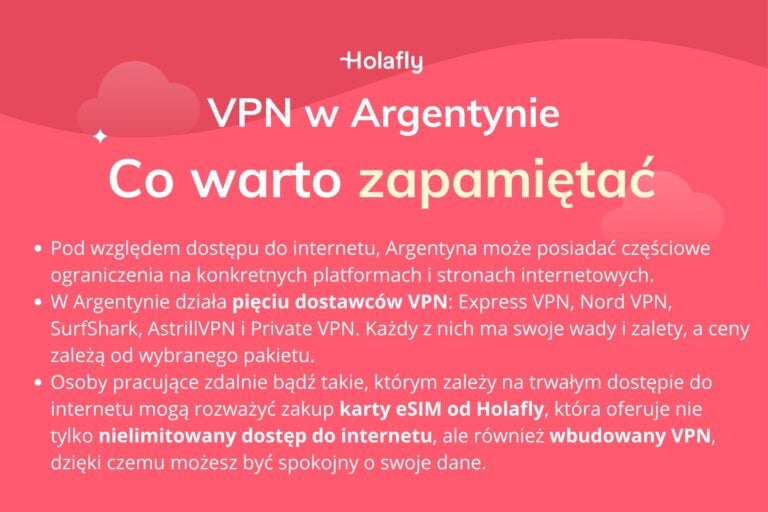 Infografika z podsumowaniem artykułu na temat: VPN Argentyna