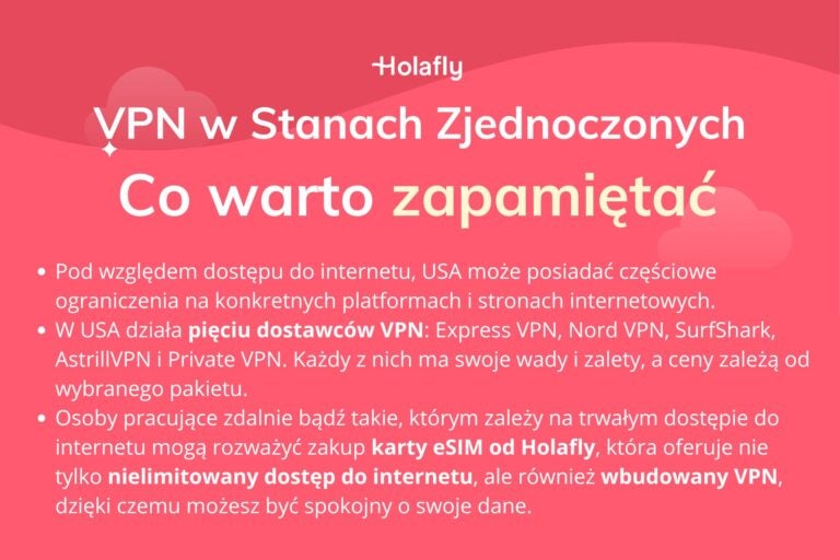 Infografika z podsumowaniem artykułu na temat: VPN USA