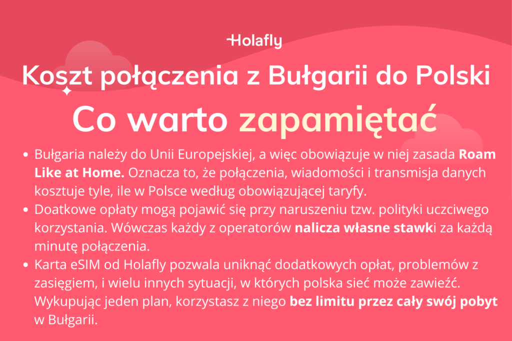 Koszt połączenia z Bułgarii do Polski - infografika