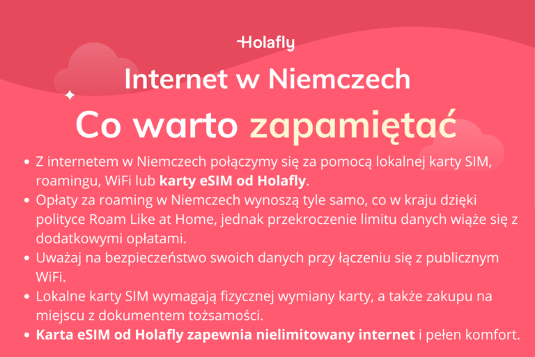 Infografika z podsumowaniem artykułu o internecie w Niemczech.