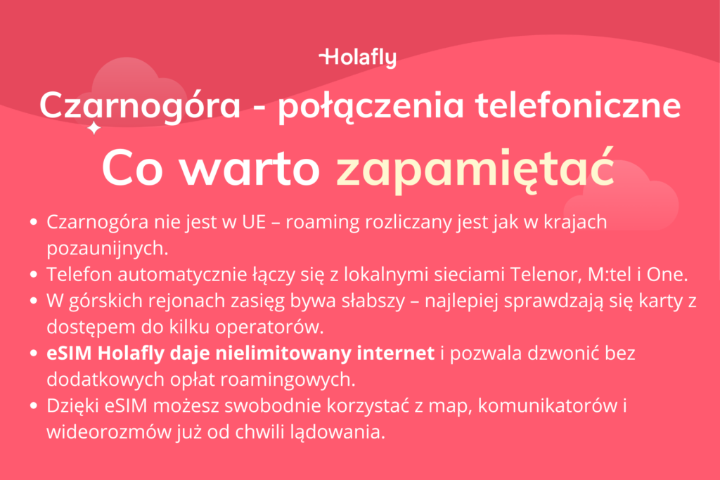 Infogarafika podsumowująca artykuł o połączeniach telefonicznych do Czarnogóry