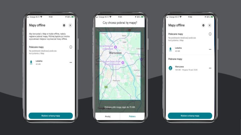 Pobieranie map w Google Maps