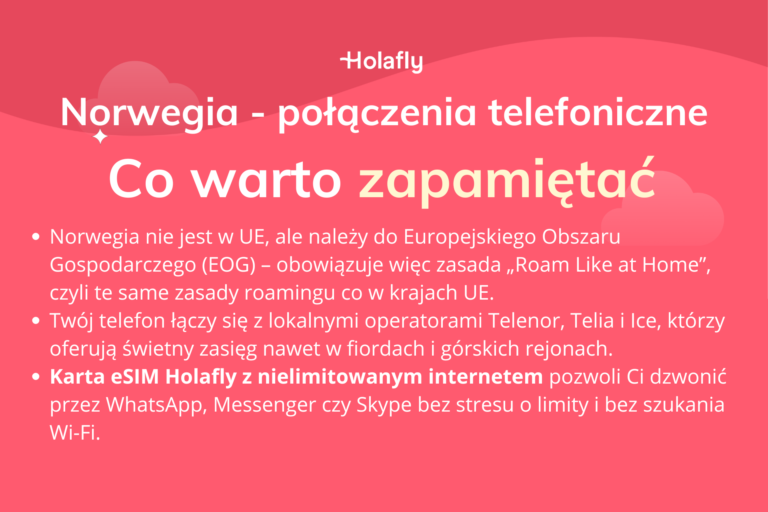 Infografika podsumowująca artykuł o połączeniach telefonicznych do Norwegii.