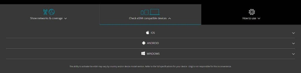 Kompatybilność karty Ubigi eSIM