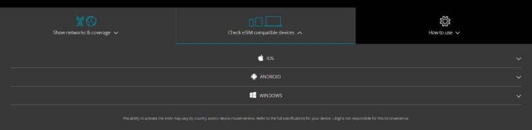 Kompatybilność karty Ubigi eSIM