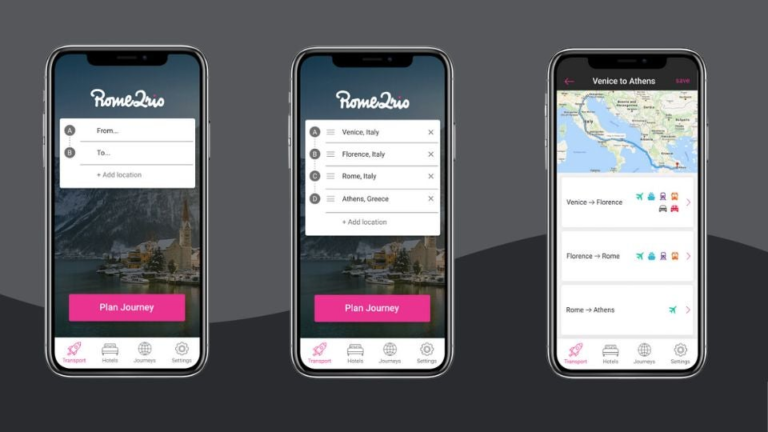 Zrzut ekranu aplikacji Rome2Rio na iPhone.