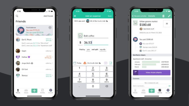 Zrzut ekranu aplikacji Splitwise na iPhone.