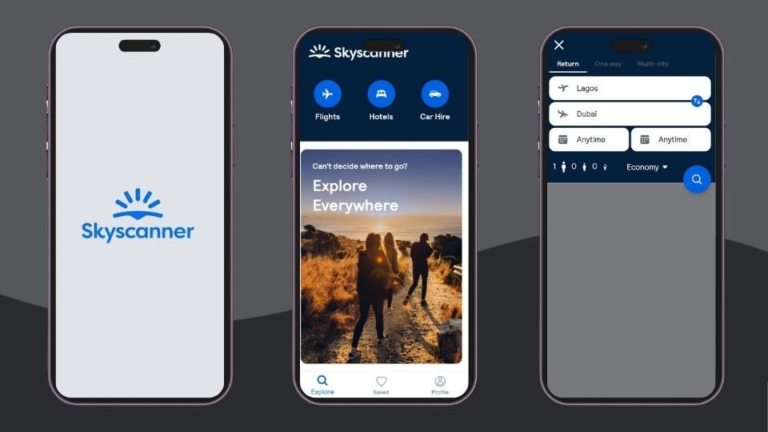 Zrzut ekranu aplikacji Skyscanner na iPhone.