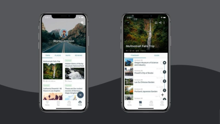 Zrzut ekranu aplikacji Roadtrippers na iPhone.