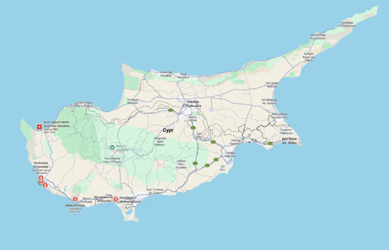 Mapa atrakcji na Cyprze