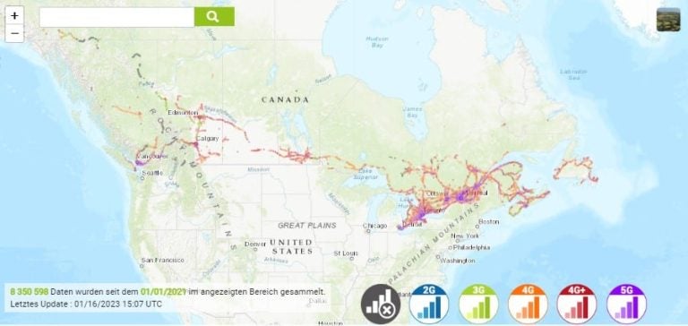 Bell Mobile 4G-Abdeckungskarte in Vancouver